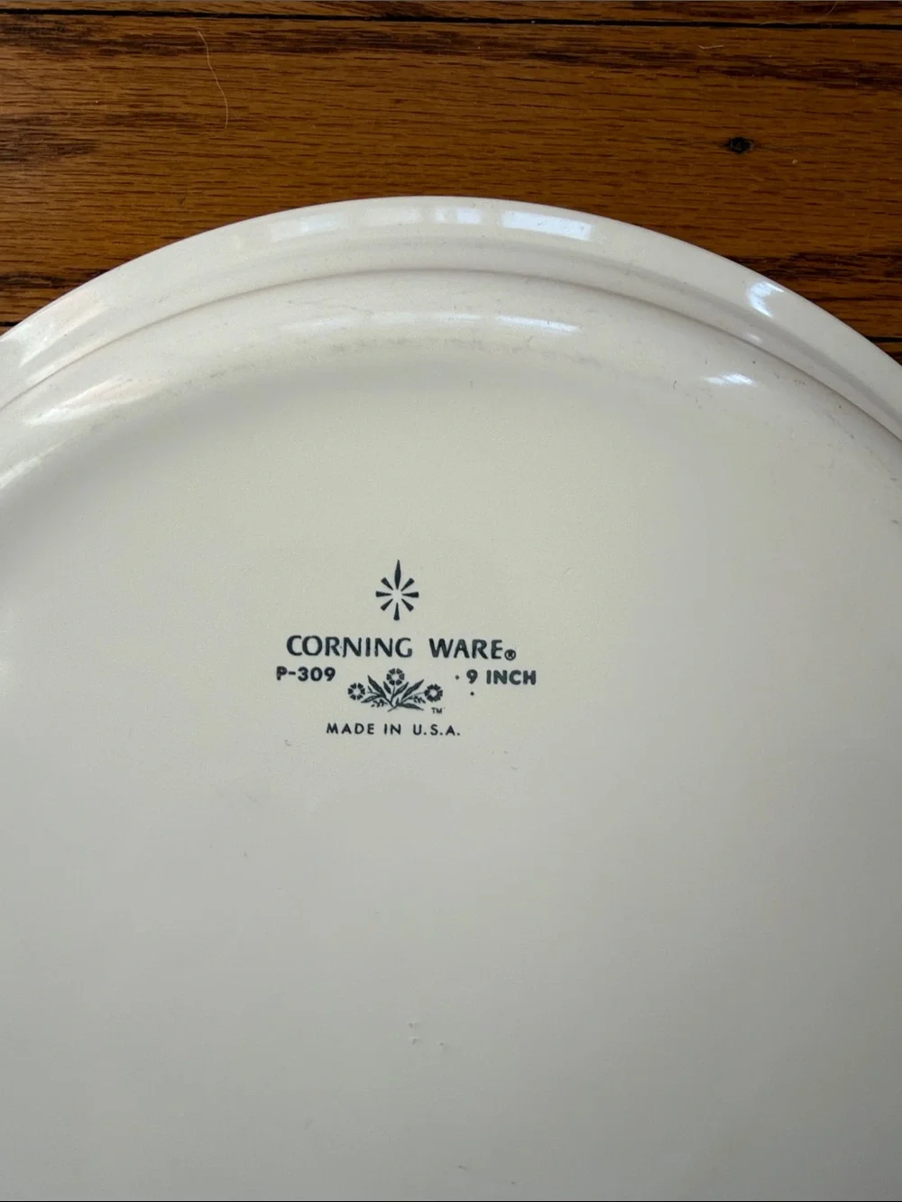 Corningware White Ceramic Serving Bowl with Blue Floral Center